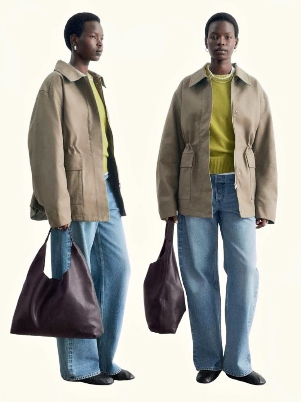 & Other Stories Oversized Drawstring Utility Jacket Khaki
